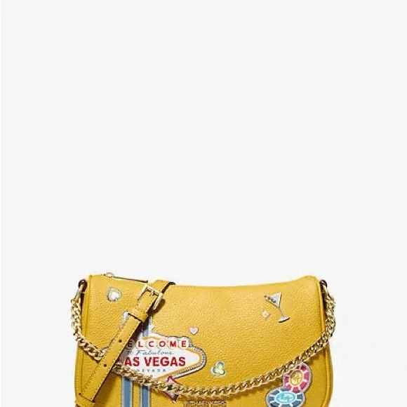 NWT Michael Kors Carmela Medium - Yellow Las Vegas Design Crossbody - Picture 4 of 4